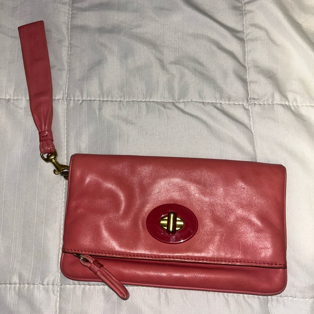 Coach Coral Leather Wristlet